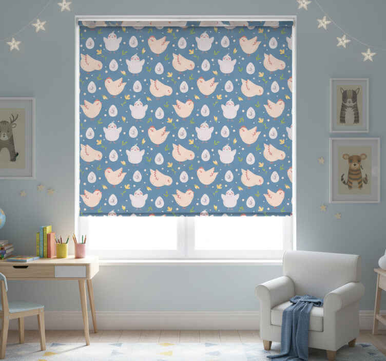 Kids roller blind with chicken characters - TenStickers
