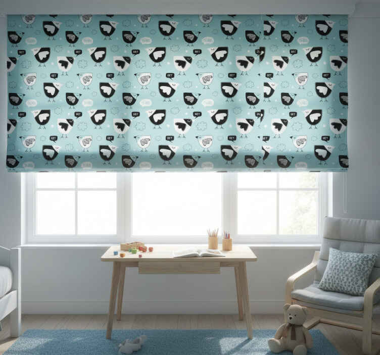 Rollo fenster kinderzimmer hühnerdesign schwarz - TenStickers