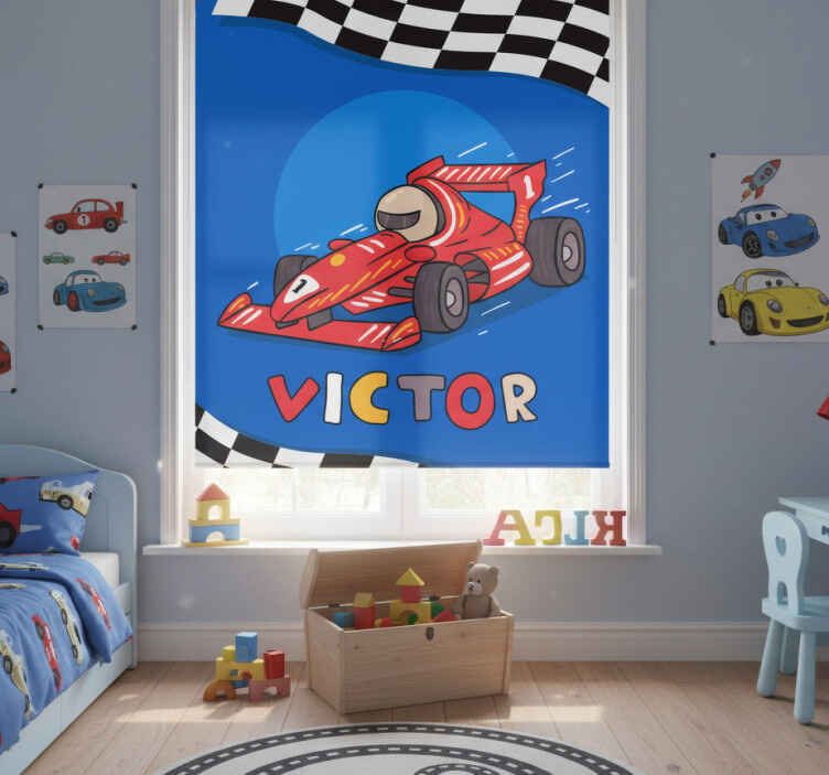 Rollo fenster kinderzimmer formel 1 für kinder - TenStickers