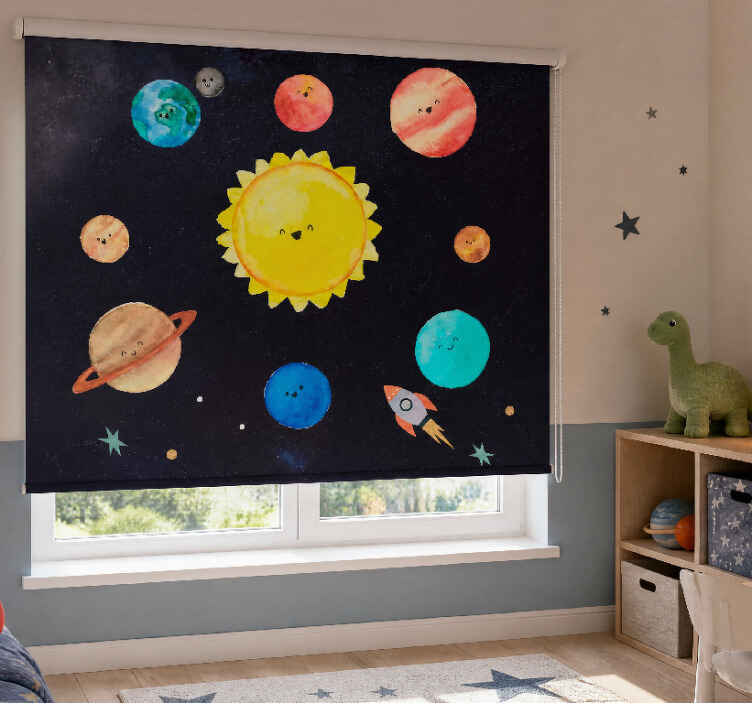 Rollo fenster kinderzimmer mit sonnensystem für kinder - TenStickers