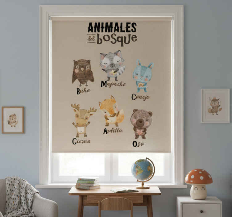 Rollo fenster kinderzimmer waldtiere - TenStickers