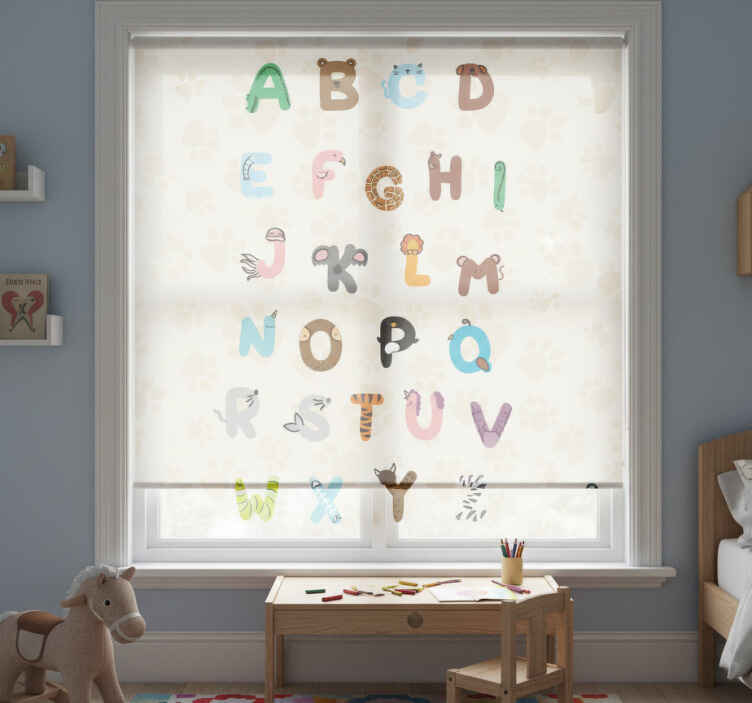 Rollo fenster kinderzimmer mit tieralphabet - TenStickers