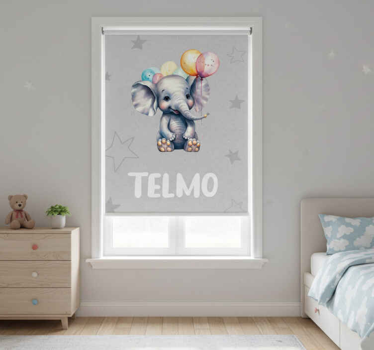 Rollo fenster kinderzimmer baby-elefant mit ballons - TenStickers
