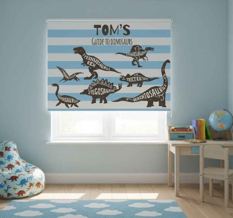 Rollo fenster kinderzimmer mit personalisierten dinosauriern - TenStickers