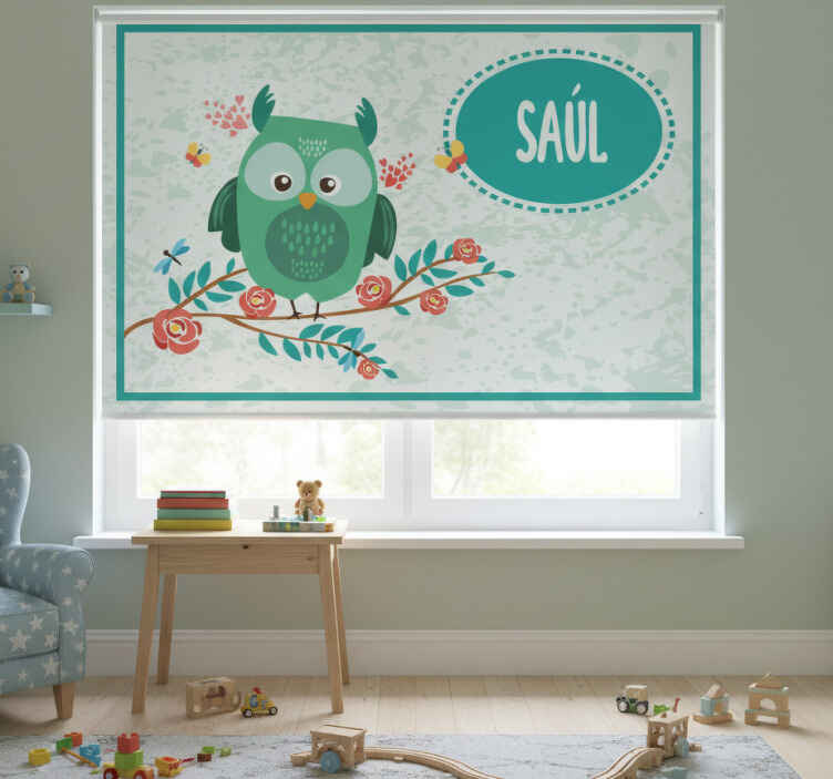 Rollo fenster kinderzimmer für kinder mit eule anpassbar - TenStickers