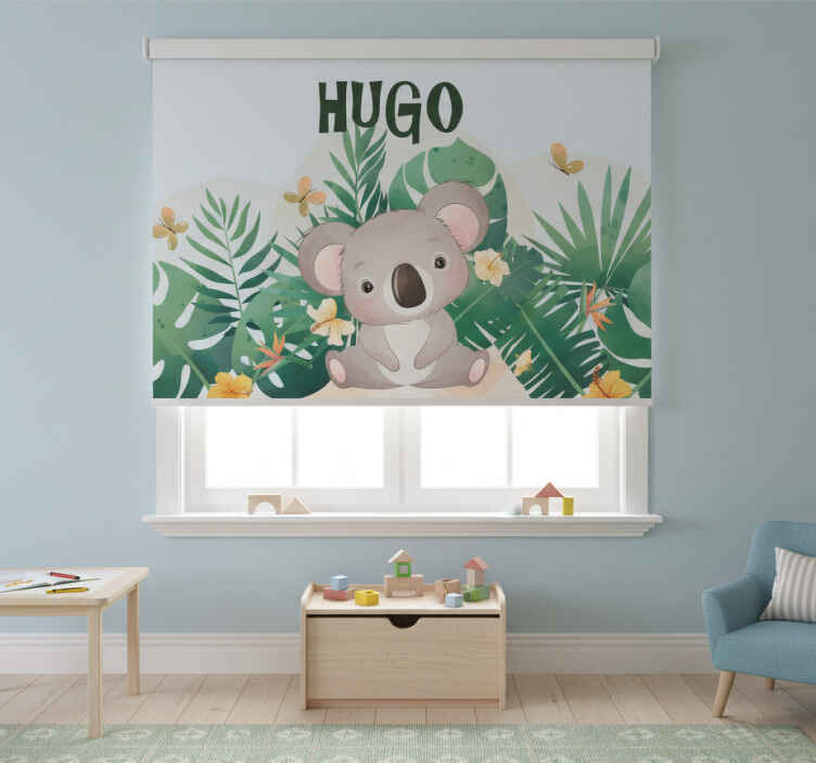 Rollo fenster kinderzimmer süßer koala für jungen mit namen - TenStickers