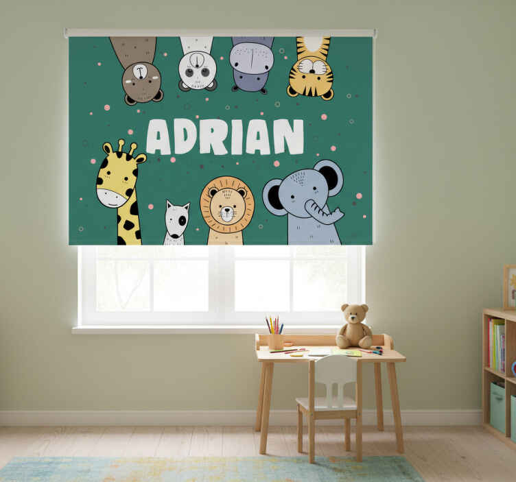 Rollo fenster kinderzimmer mit niedlichen tieren banner - TenStickers