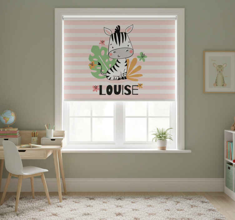 Rollo fenster kinderzimmer schönes zebra mit namen - TenStickers