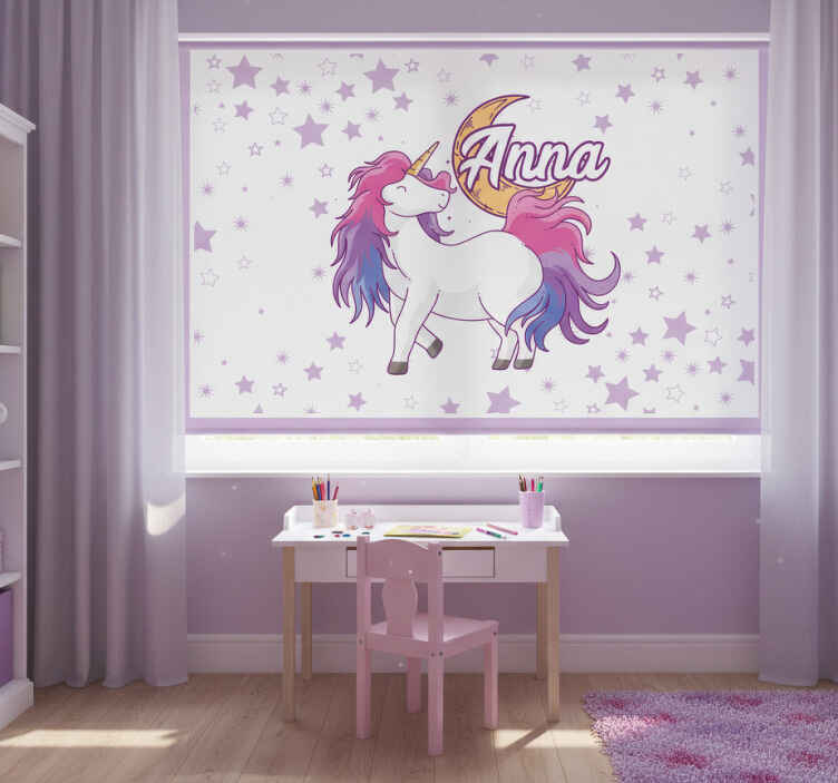 Rollo fenster kinderzimmer einhorn und mond - TenStickers