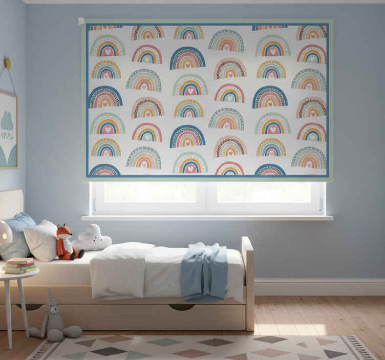 Rullegardin barn fargerikt minimalistisk regnbue mønster - Tenstickers