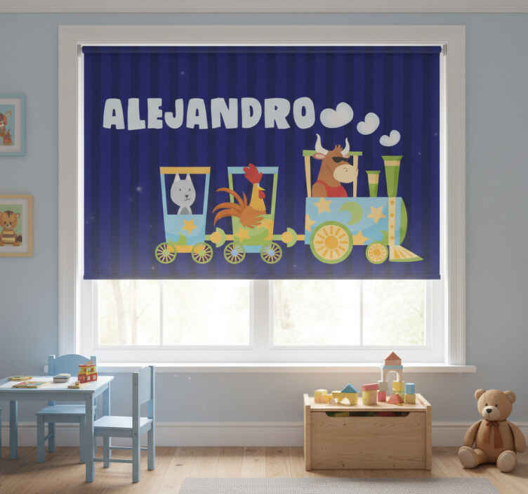 Toile fenêtre chambre enfant chemin de fer personnalisé - TenStickers