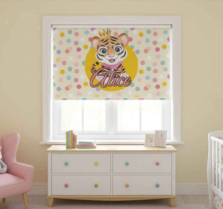 Rollo fenster kinderzimmer süßer tiger mit namen - TenStickers