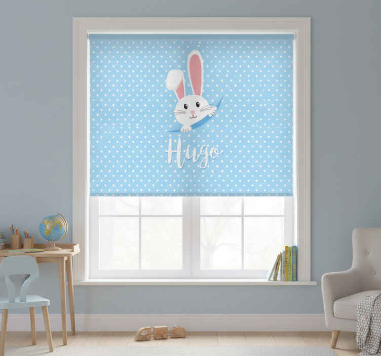 Rollo fenster kinderzimmer süßer hase mit namen - TenStickers