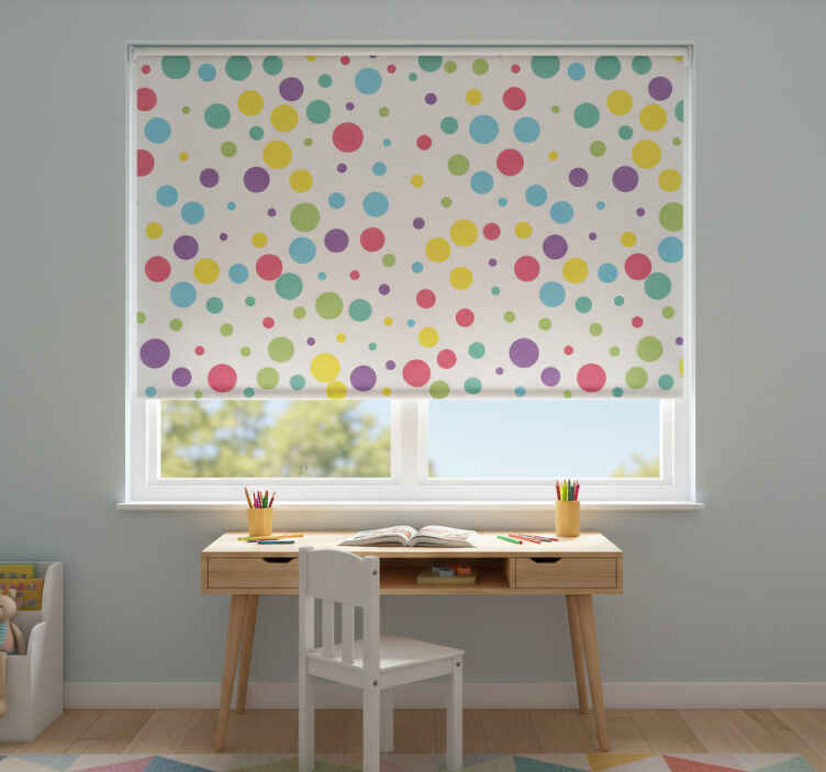 Toile fenêtre chambre enfant motif pois colorés - TenStickers