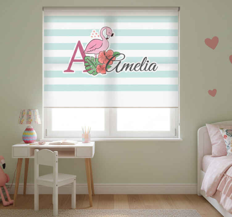 Rollo fenster kinderzimmer mit süßen flamingo-tieren - TenStickers