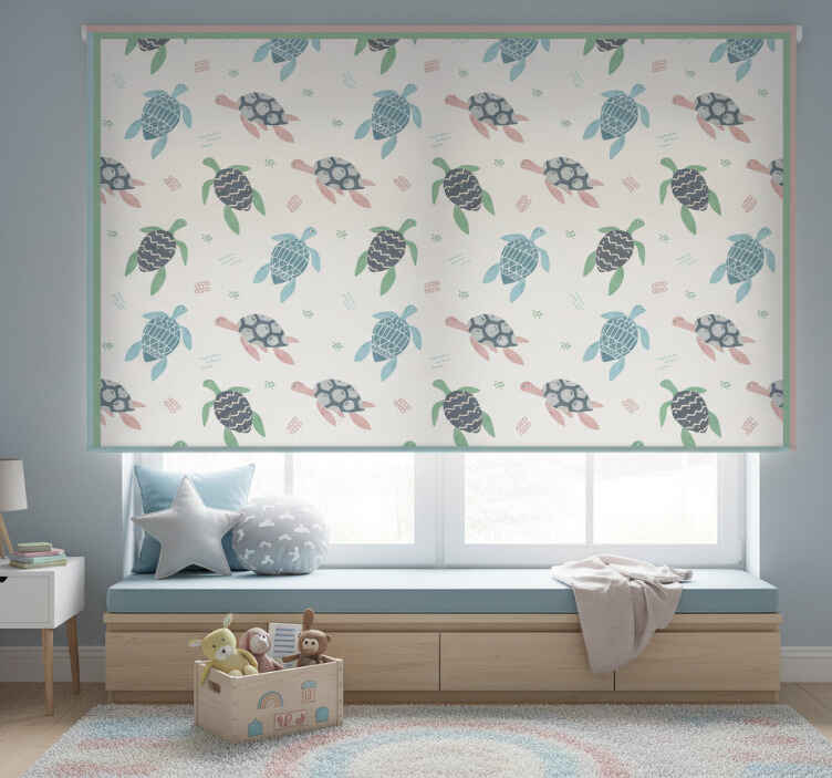 Rollo fenster kinderzimmer sanfte farb-schildkröten - TenStickers