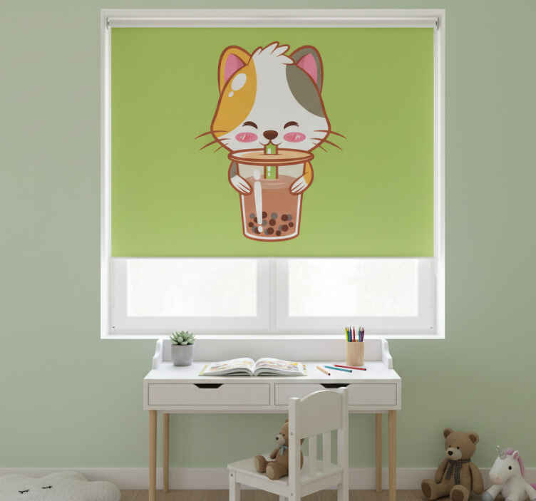 Rollo fenster kinderzimmer katze mit schokolade - TenStickers