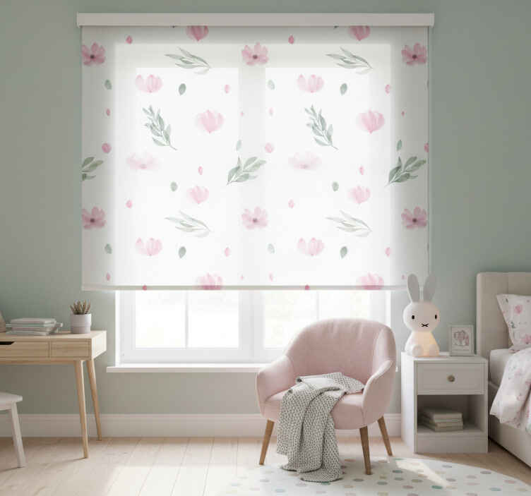 Rullegardin barn rosa minimalistiske små blomster - Tenstickers