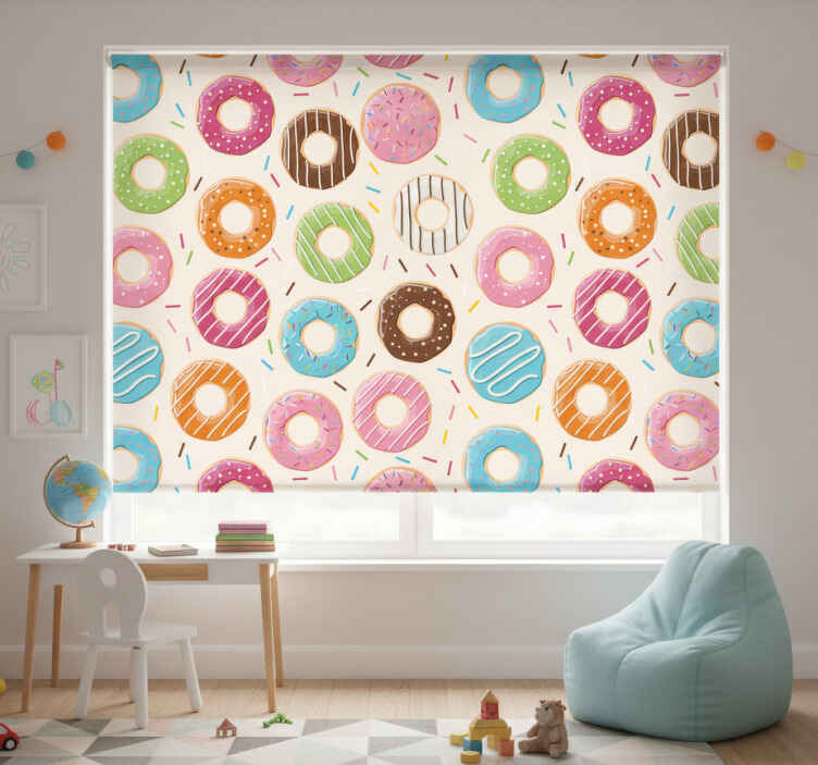 Rollo fenster kinderzimmer donuts hintergrund - TenStickers