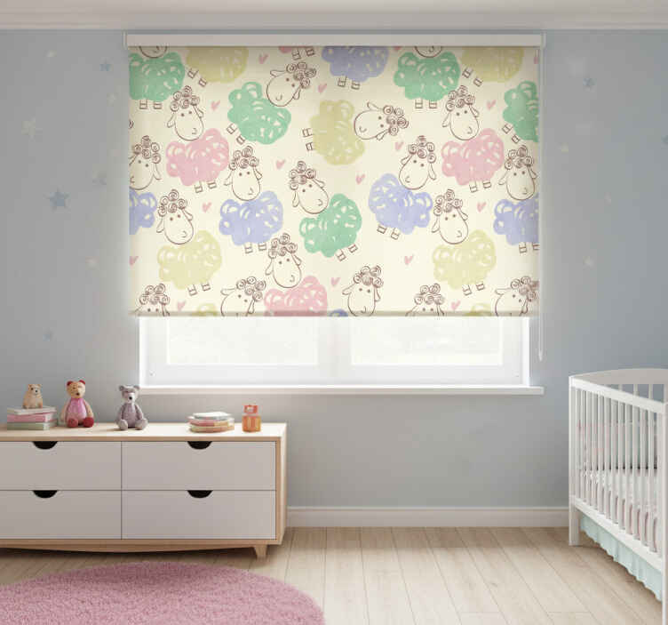 Rollo fenster kinderzimmer schaf kritzelmuster - TenStickers
