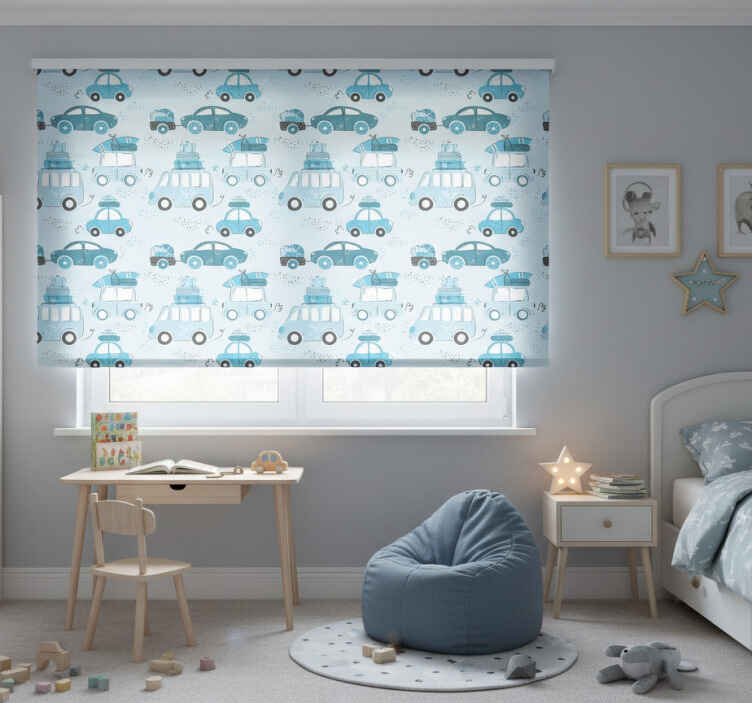 Toile fenêtre chambre enfant véhicules urbains nordiques - TenStickers