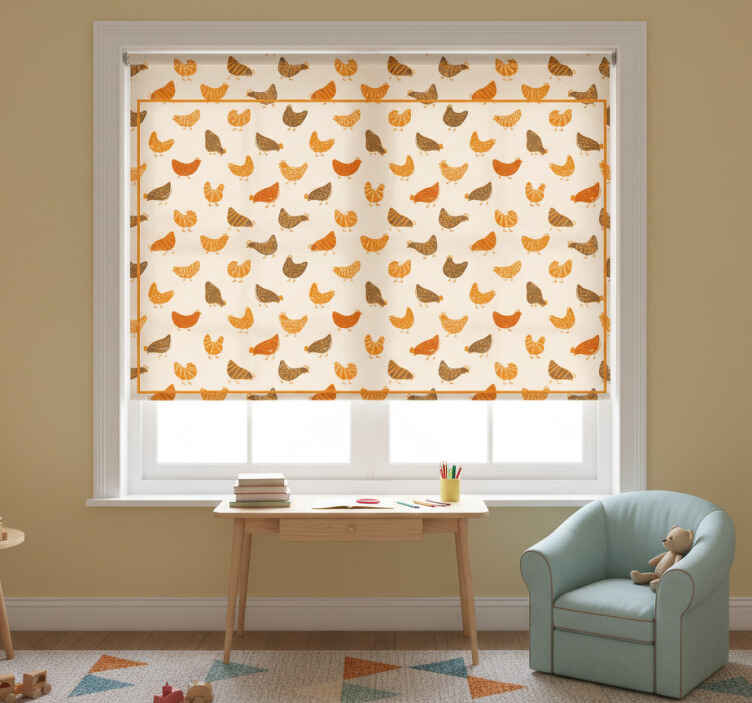 Rollo fenster kinderzimmer mit kükenmuster in orange - TenStickers