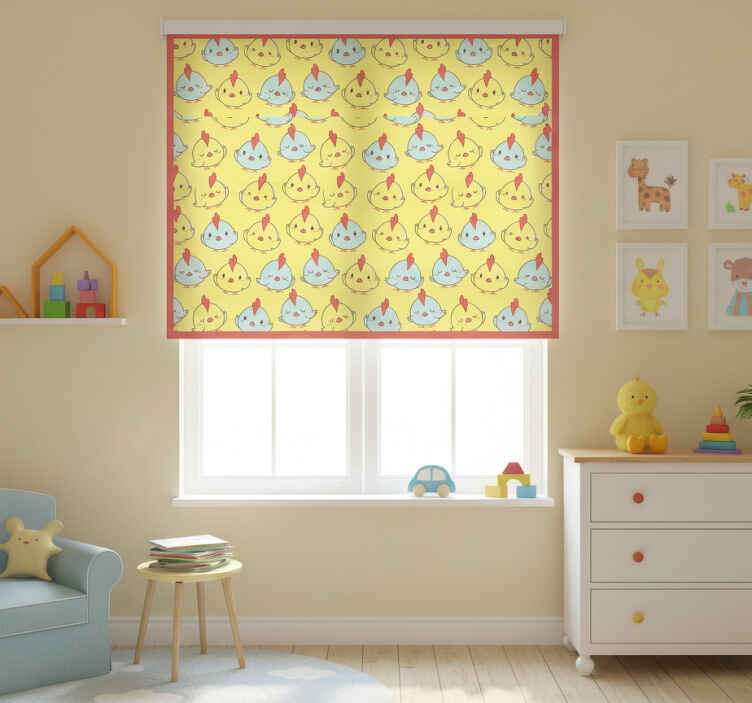 Rollo fenster kinderzimmer mit gelbem kükenmuster - TenStickers