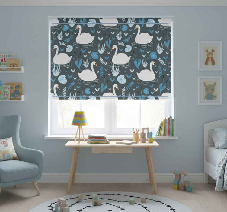 Rollo fenster kinderzimmer mit elegantem schwäne-muster - TenStickers