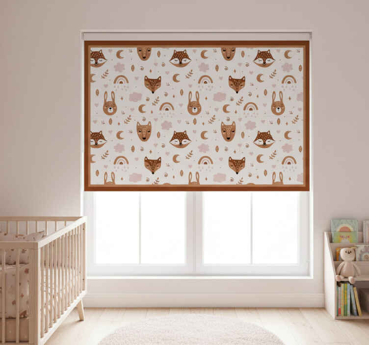Toile fenêtre chambre enfant animaux bruns et arcs-en-ciel - TenStickers