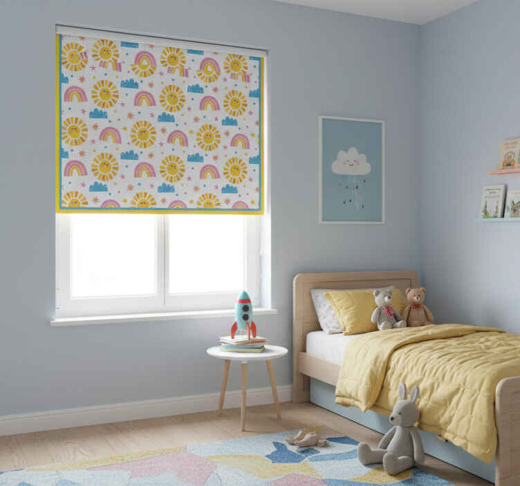 Store enrouleur chambre enfant arc-en-ciel et nuages - TenStickers