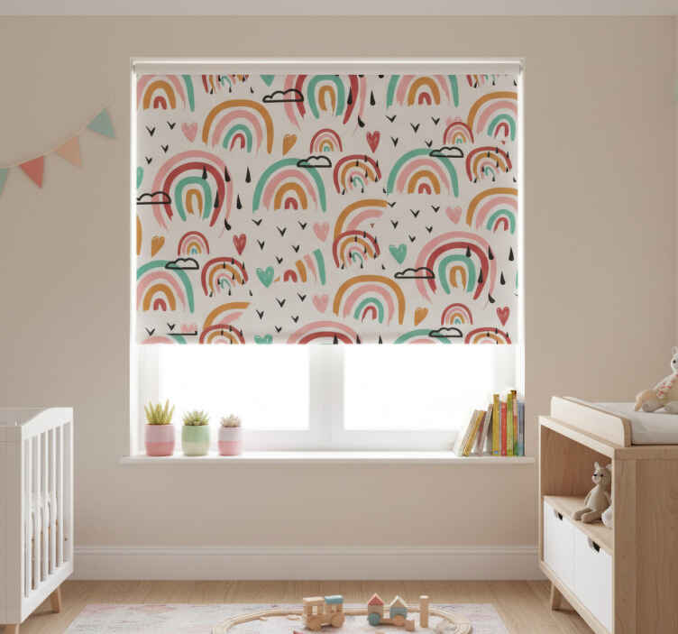 Rollo fenster kinderzimmer aquarell regenbogen muster - TenStickers
