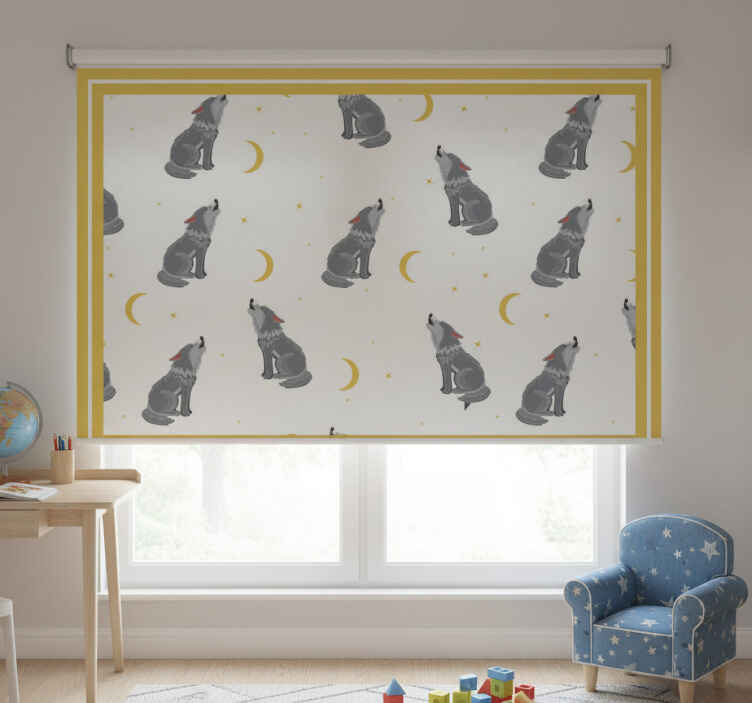 Rollo fenster kinderzimmer heulende wölfe bei mond - TenStickers