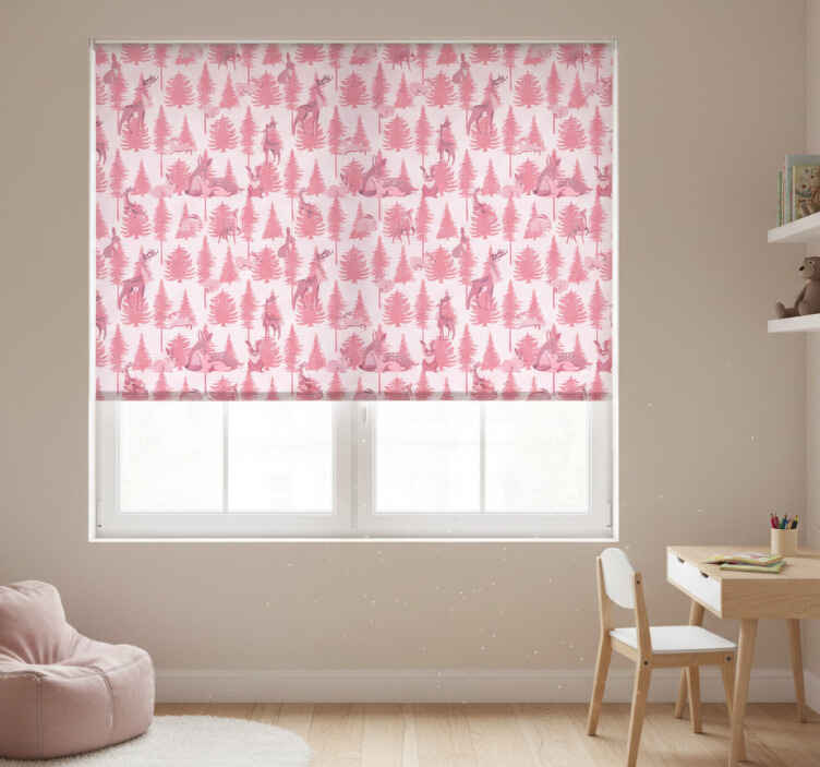 Rollo fenster kinderzimmer mit schönen pinken rentieren - TenStickers