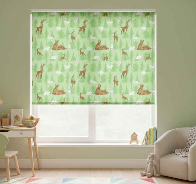Rollo fenster kinderzimmer waldtiere und hasen - TenStickers