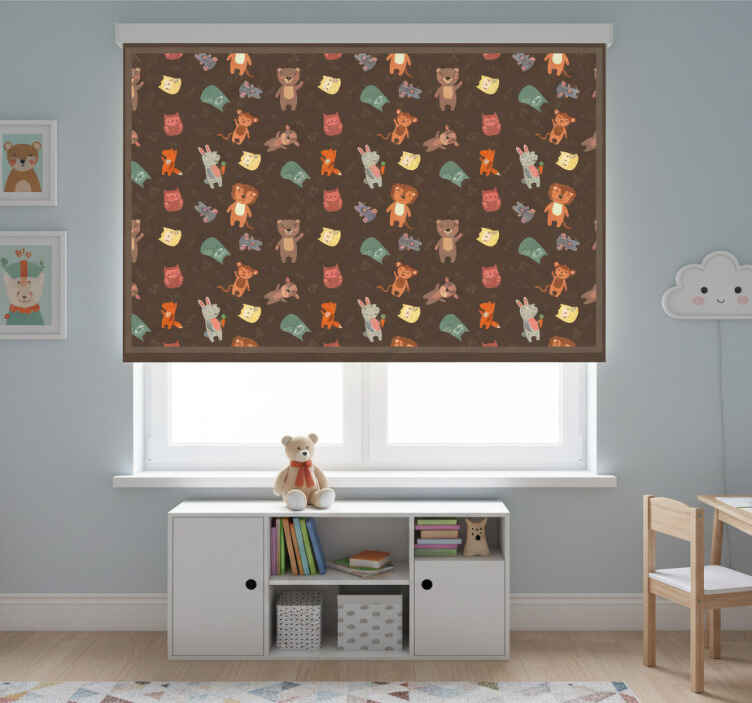 Rollo fenster kinderzimmer süße wildtiere und eulen - TenStickers