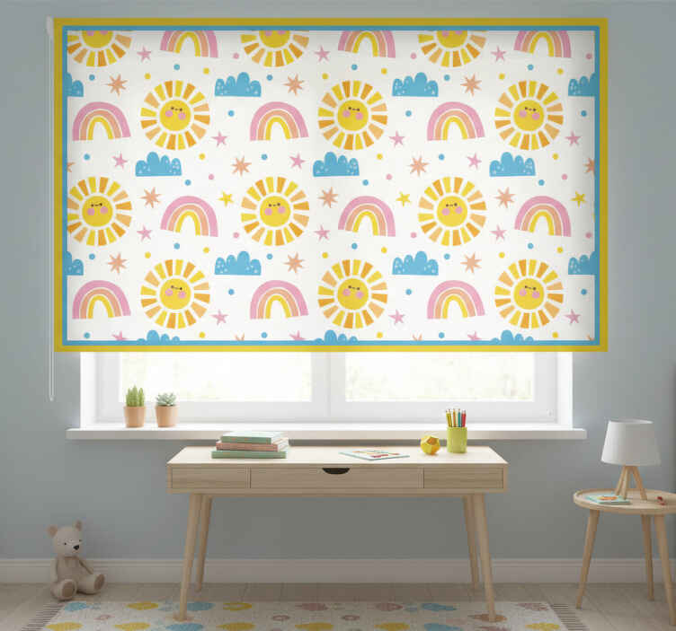 Kids roller blind with rainbow, suns, and clouds - TenStickers