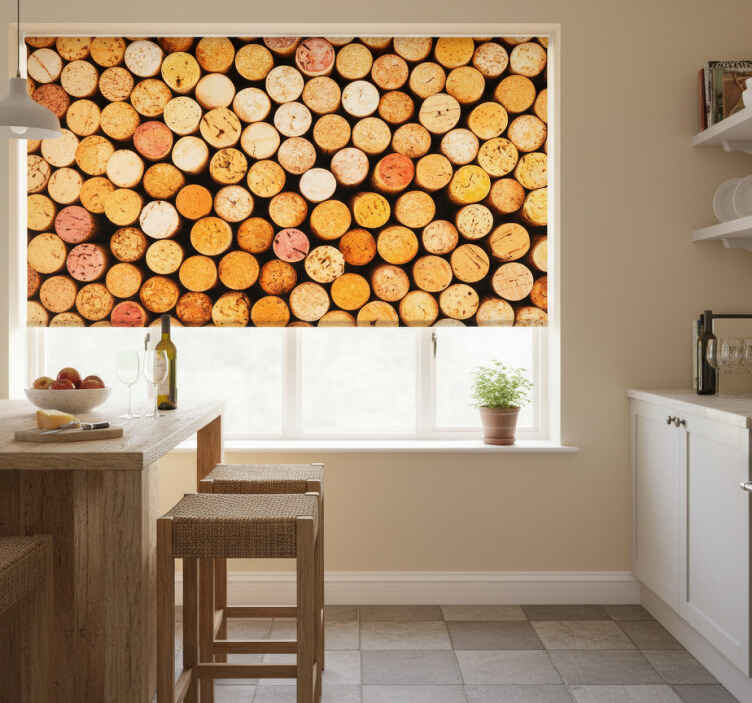 Kitchen roller blind wine corks design - TenStickers