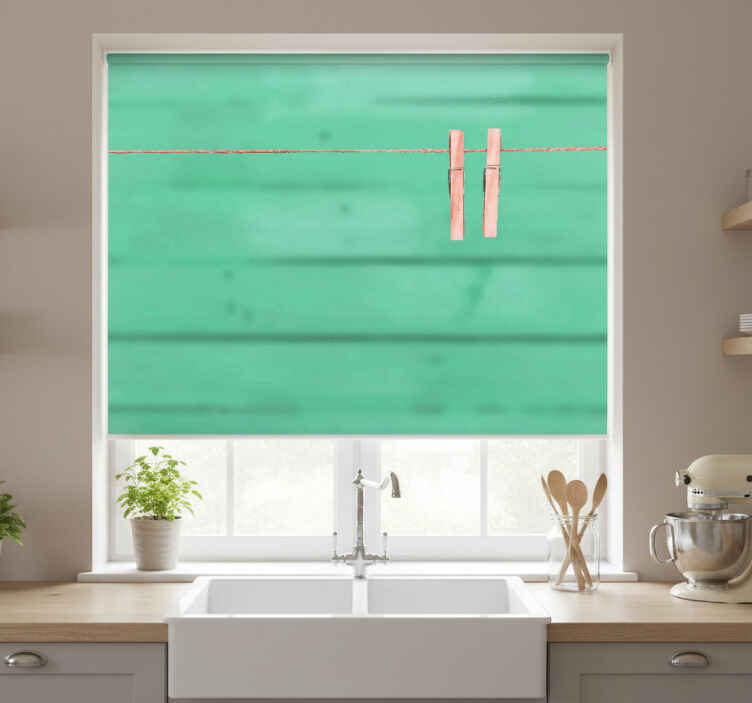 Toile fenêtre cuisine pinces à linge sur corde - TenStickers
