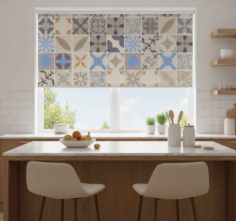 Toile fenêtre cuisine carreaux adhésifs vintage - TenStickers