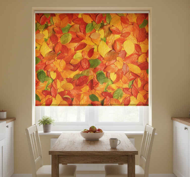 Toile fenêtre cuisine feuilles de sol automne - TenStickers