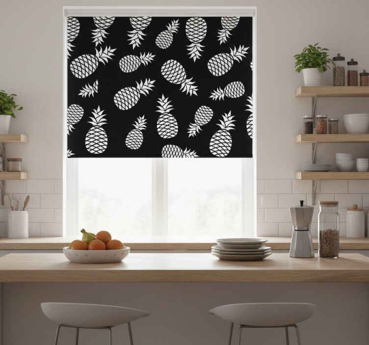 Toile fenêtre cuisine motif ananas dessin - TenStickers