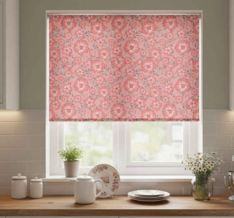 Toile fenêtre cuisine fleur marguerite rose - TenStickers