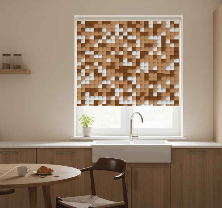 Toile fenêtre cuisine motif géométrique - TenStickers