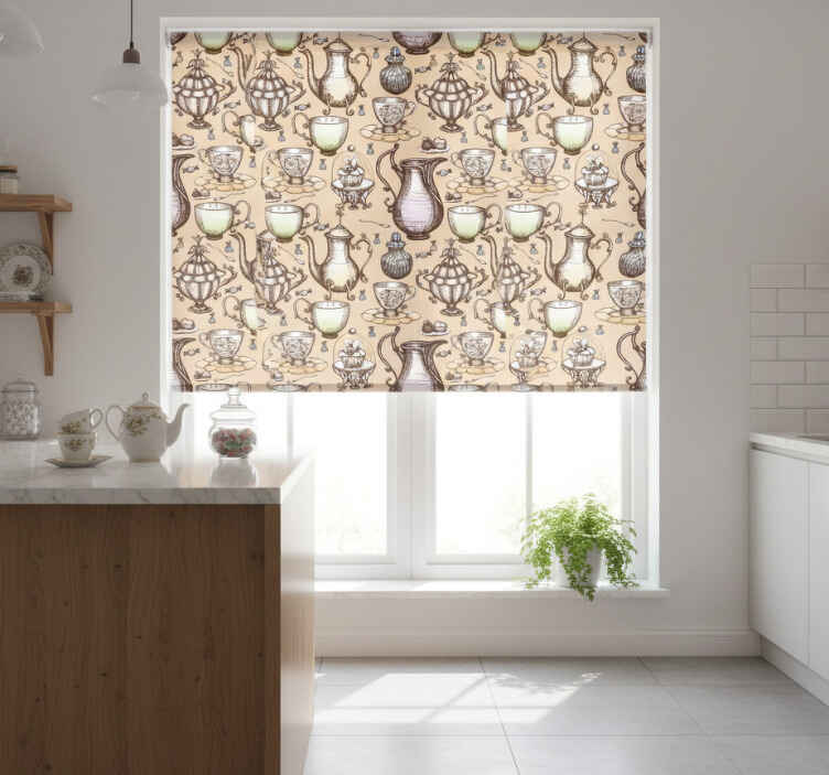Toile fenêtre cuisine collection de théières - TenStickers