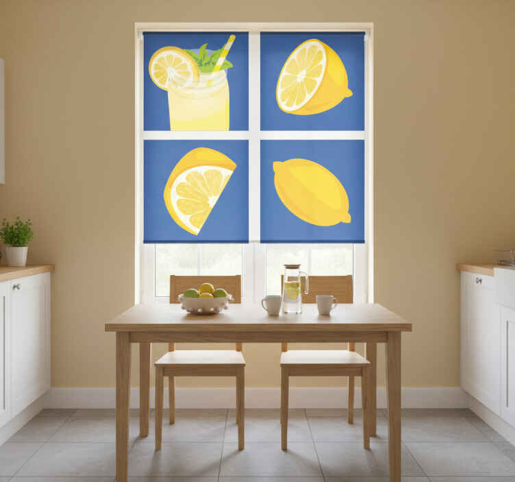 Toile fenêtre cuisine carrelage jus de citron - TenStickers