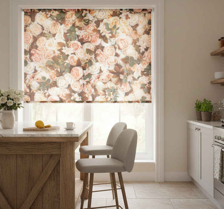 Toile fenêtre cuisine bouquet de roses - TenStickers