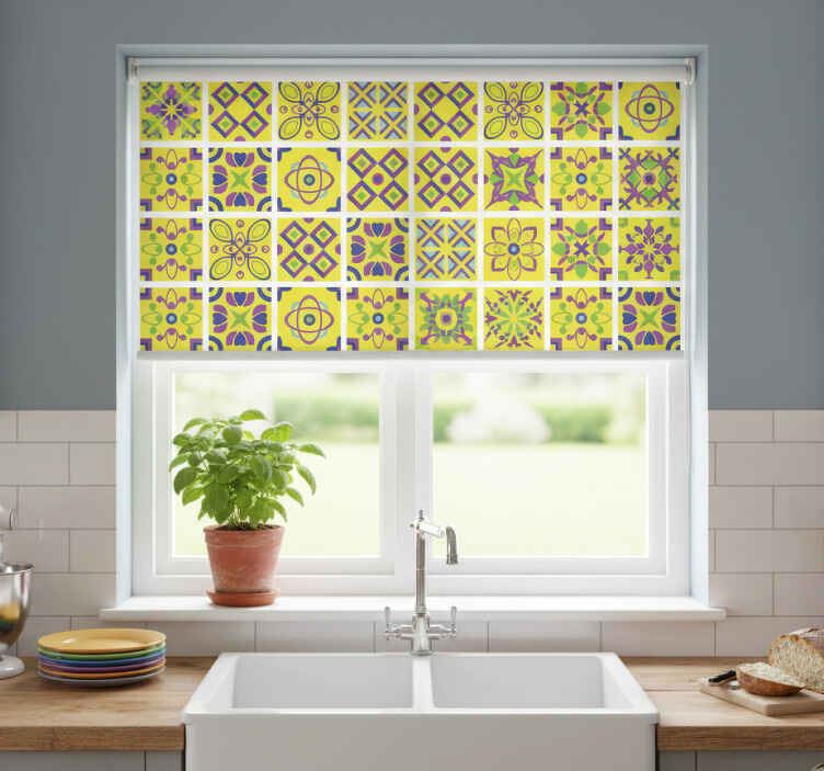 Toile fenêtre cuisine symétries psychédéliques - TenStickers