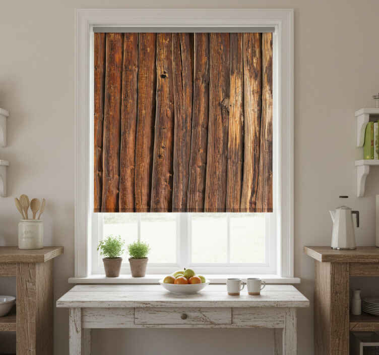 Toile fenêtre cuisine caisse en bois brun ancien - TenStickers