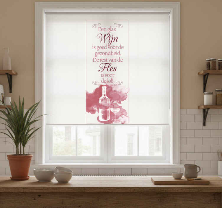 Toile fenêtre cuisine texte vin nl - TenStickers