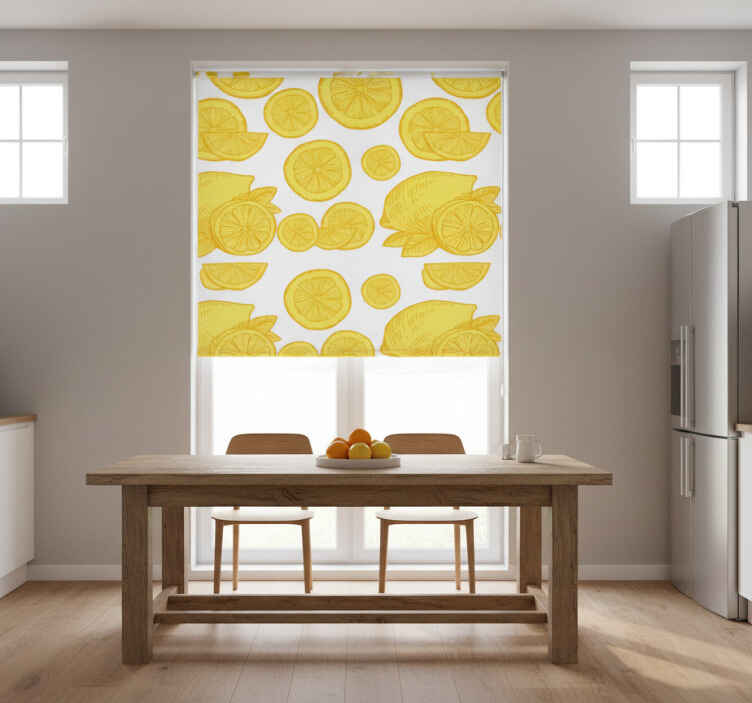 Toile fenêtre cuisine croquis orange et citron - TenStickers